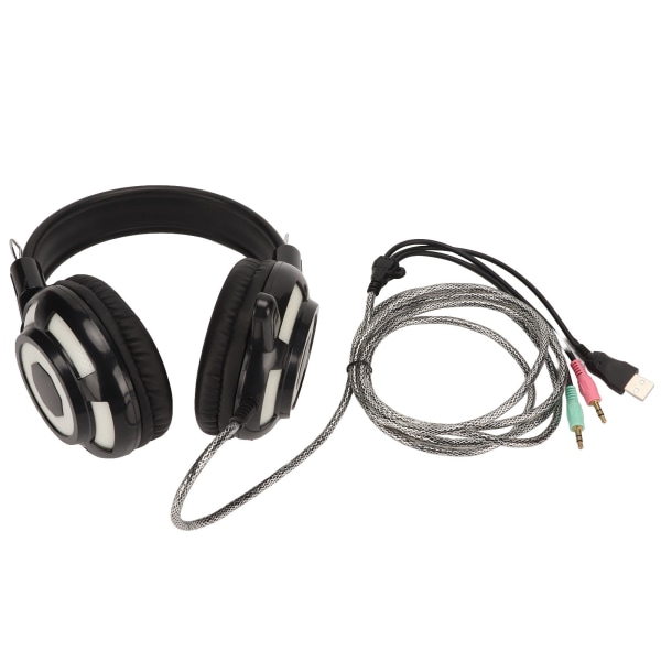 Gaming Headset Dual 3,5 mm og USB Interface Justerbar lydstyrke Stereo PC Gaming Hovedtelefoner til PS4 PC Latop