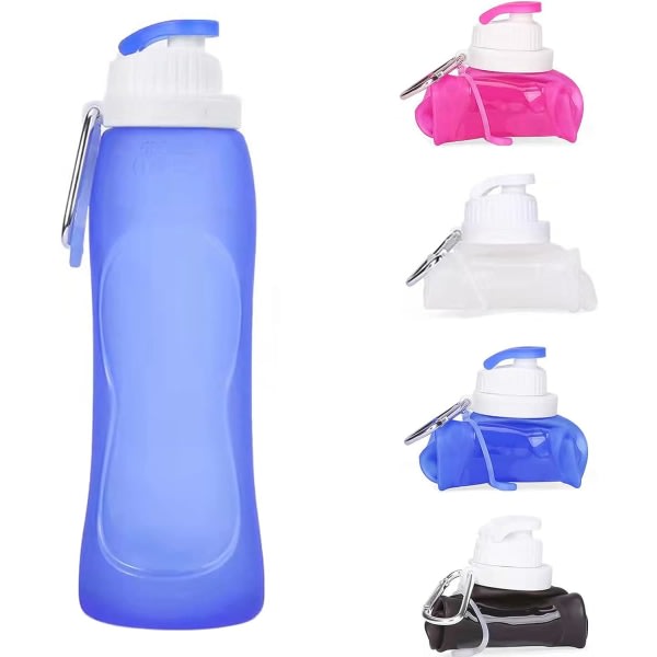 Sportvattenflaska BPA-fri (blå), 500 ml Ultralätt vattenflaska Hopfällbar vattenflaska Läcksäker sportvattenflaska för fitness yogavandring
