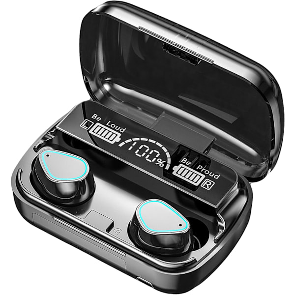 Paris_Langattomat Kuulokkeet, Langattomat Nappikuulokkeet, HiFi Stereo Syvä Basso, Bluetooth 5.3, Kosketusnäyttö, Melunvaimennus, Mini In-Ear Headset Mikrofoni