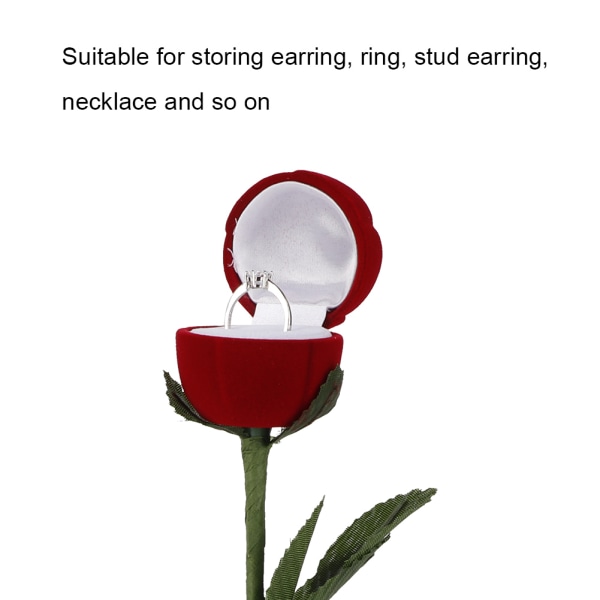 Fashion Rose Flower Shape Vielsesring Opbevaringsboks Container til halskæde øreringe