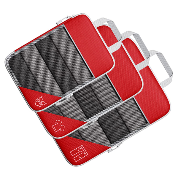 3 STK Compression Packing Cube Kit Mesh Design Synlig Vandtæt Bærbar til rejser Daglig brug Rød