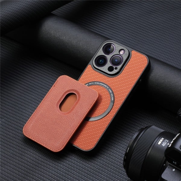 Magnetic Protective Case Supports MagSafe with Card Holder iPhone 15 Pro Max Brown