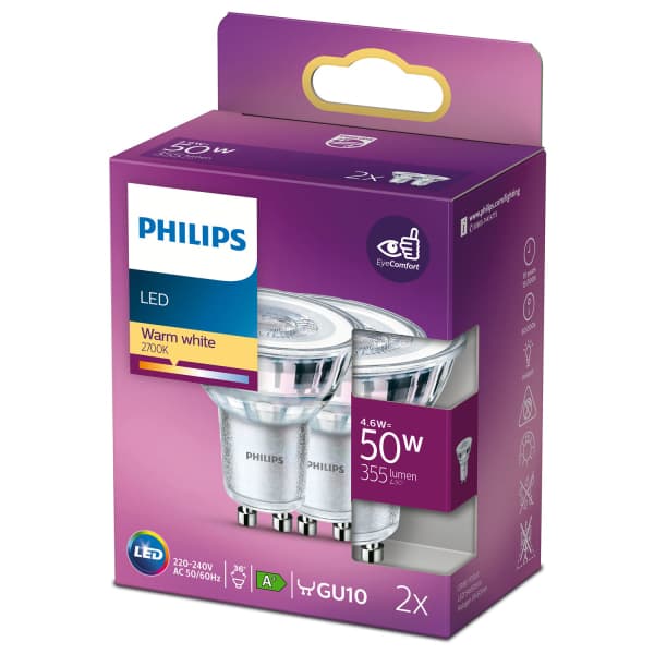 2 kpl LED GU10 Spot 50W 355lm