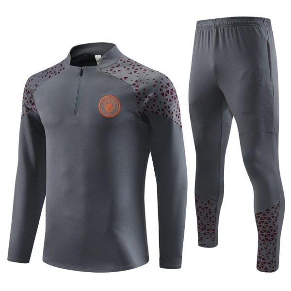 23-24 Manchester City Hemmatröja Nr. 17 De Bruyne Foden Nr. 9 Haaland Långärmad Set för Barn och Vuxna mörkgrå dark grey XXL_paris dark grey XXL