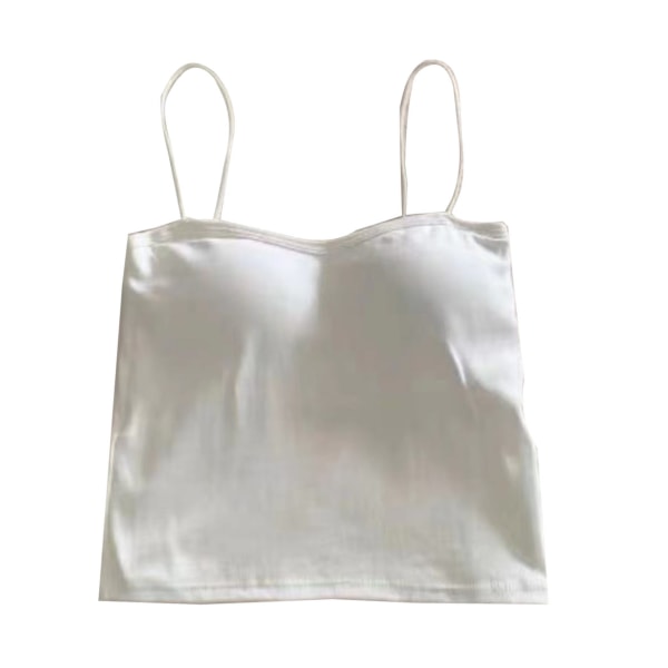 Naisten yksivärinen urheilupehmustettu camisole tyylikäs muodikas spagettihihna juoksupaita, valkoinen Ilmainen koko 88,2?143,3 lb
