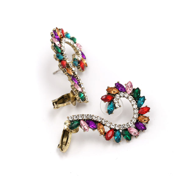 Mote kvinnelige øredobber Legert glass Rhinestone eardrop smykker tilbehør gave (farge)