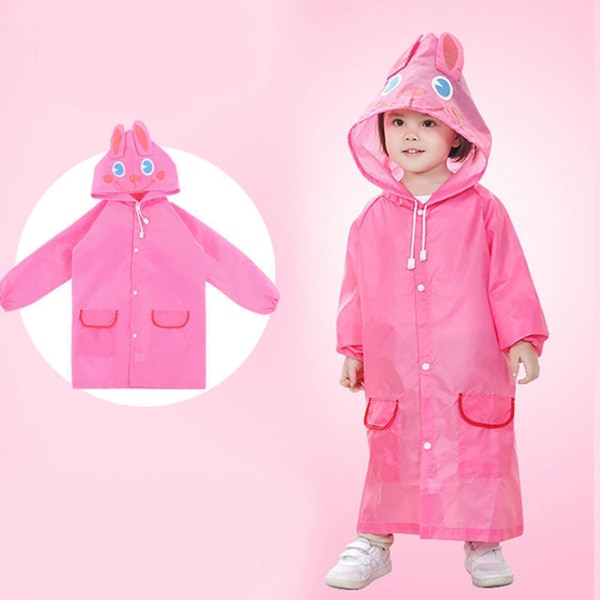 Sød tegneserie drenge piger vandtæt regnfrakke regnfrakke Børn Børn Regndragt til højde 90 cm til 130 cm Pink kanin