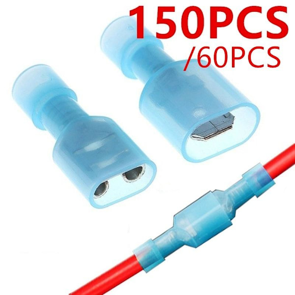 150 stk/60 stk Spade-klemmekoblinger Nylon Fullt Isolerte Elektriske Ledninger Kabel Klemmeklemmer Sett Blue 60PCS