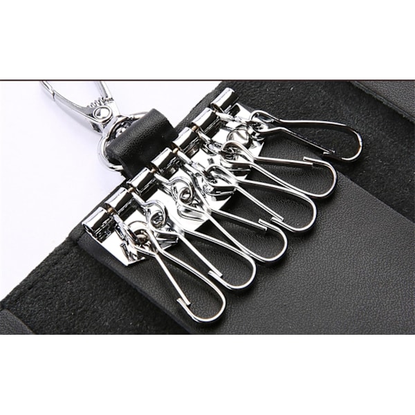 Genuine Leather Key Case, Car Key Bag with Key Chain, Multifunctional, Large Capacity Key Pouch