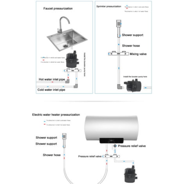 100W 24V Vannboosterpumpe Automatisk støysvak boosterpumpe for bad og hage 100-240V EU-plugg--.pa