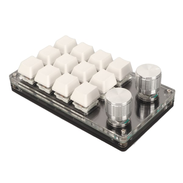 Mini 12 taster tastatur med 2 knop blå switch DIY programmerbar kablet forbindelse Plug and Play enhånds mekanisk tastatur hvid