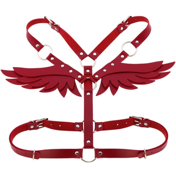 AngeL's Wing Women Nahkainen korsetti Crossed Strap -puku Body-rintaliivit Vyötärövyö Bondage (punainen)