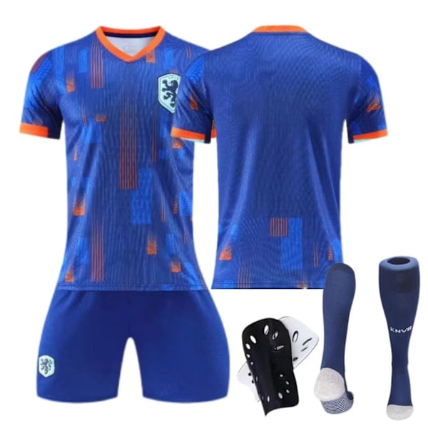 Nederlands bortdrakt 2023/24 nr. 4 Van Dijk 21 De Jong barn voksen kostyme fotballdrakt nr. 21 sokker + beskyttelsesutstyr nr. 21 sokker + beskytt...