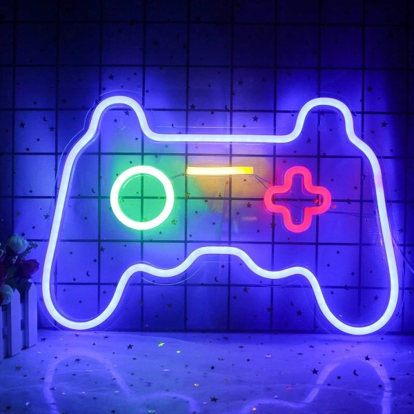 Spelformad neonskylt LED-vägg Neonljus Coola nattskyltar USB