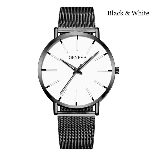 GENEVA Watch Rannekello Quartz Black&White Black&White