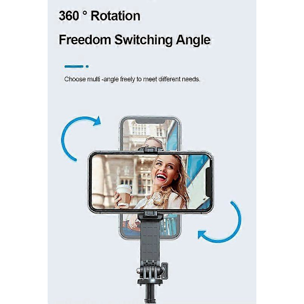 Selfie Stick, Bærbart Spejldesign, 160CM Udtrækkelig, Sort