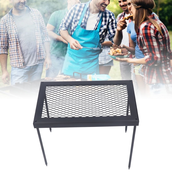 Utendørs BBQ Jern Nettbord Firkantet sammenleggbar grillplate for campingpiknikoppbevaring av kokekar