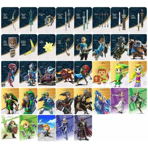 Kart Zelda Tears of the Kingdom Amiibo, Lot de 38 mini carte BOTW, kartor NFC-kompatibel med Nintendo Switch/Switch Lite