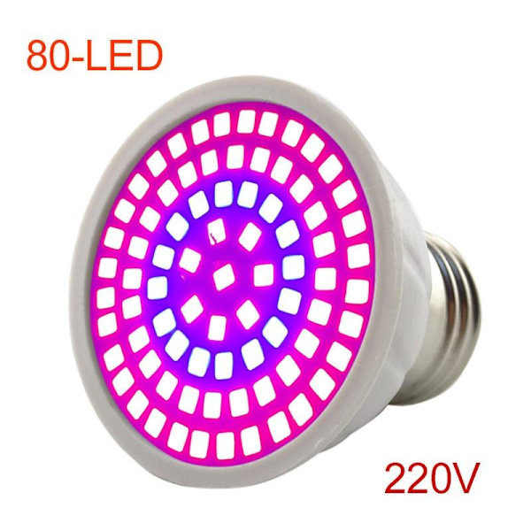 LED Vokselys Plante Phyto Lampe Pærer E27 Phytolampe Fuld Spektrum Indendørs Blomsterbelysning Hydroponisk Telt Matches the image 80 LED 220V