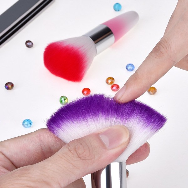 eBoot 2 delar Soft Nail Art Dust Remover Powder Brush Cleaner för akryl- och makeuppulverrougeborstar (rosa, lila) Pinkki, violetti