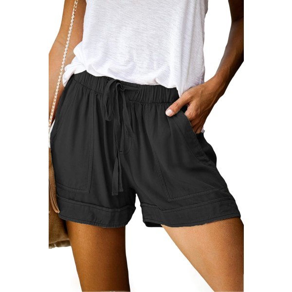 Shorts för kvinnor, enkelt läge, svart, XXXL
