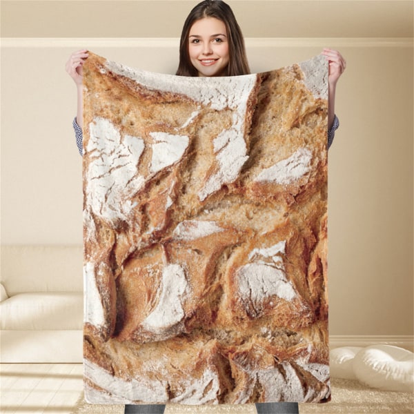 Sängfilt Polyester Mjuk hudvänlig färgfast brödmönster Sovfilt för Cafe Airport 59,1 X 78,7 tum