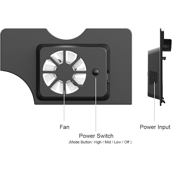 Extern Kylfläkt för Switch OLED, 3 Hastighetsalternativ Värmeavledning Kylare Ersättningsbaksida Kompatibel med Nintendo Switch OLED Dock