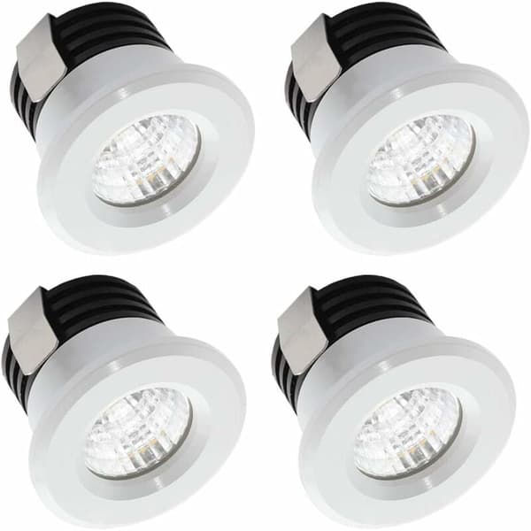 Set med 4 Mini LED-spotlights 3 W Varmvit, Mini LED-spotlight för skyltfönster, registreringsskyltbelysning inkl. Separat transformator