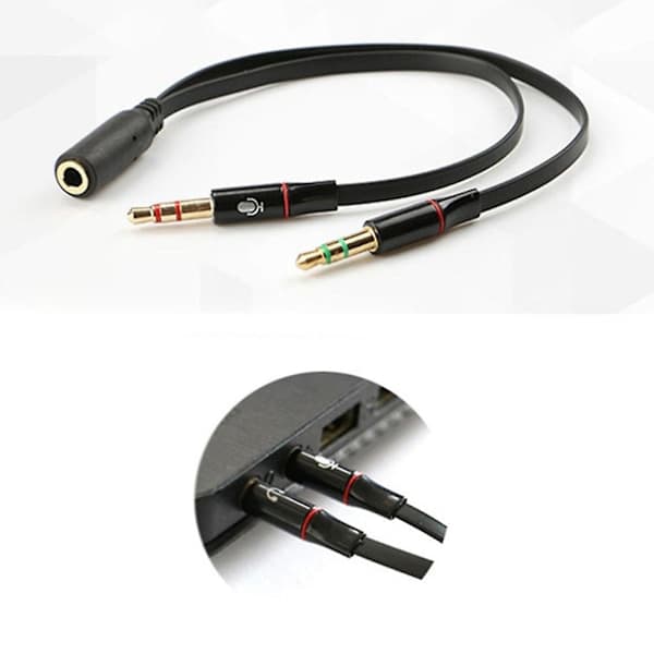 6 x 3,5 mm Stereo Hunn til 2 Hann Headset Mikrofon Y Splitter Adapter Lydkabel for PC