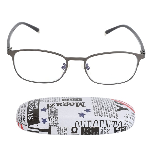 Presbyopiske briller Blått lysblokkerende ripebestandig harpikslinse-lesebriller for TV-titting Grå ramme +100
