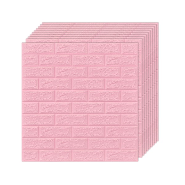 10 ST 3D vægpaneler, 4 mm x 35 cm x 38,5 cm tapetklistermærke Light Pink