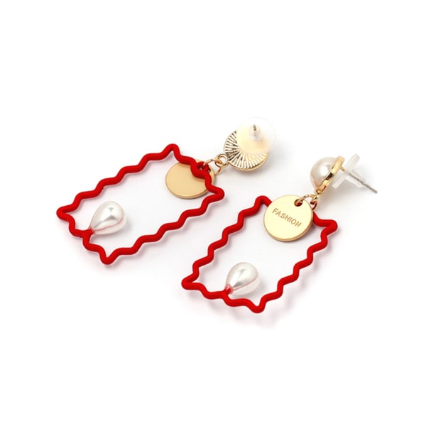 Delikat akryl kvinne geometri perle stud drop øredobber kvinnelige smykker tilbehør (rød)