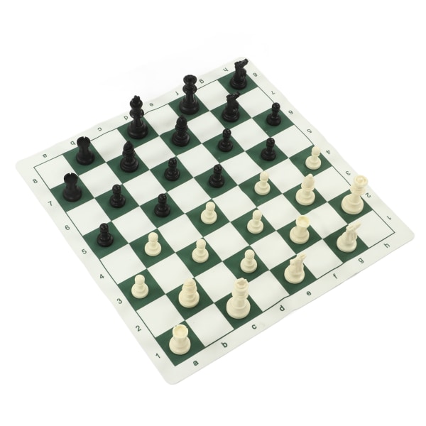Sjakksett med PP sjakkstykker imitert skinn PU sjakkbrett bindende fløyelsveske Reisesjakk brettspillsett for barn