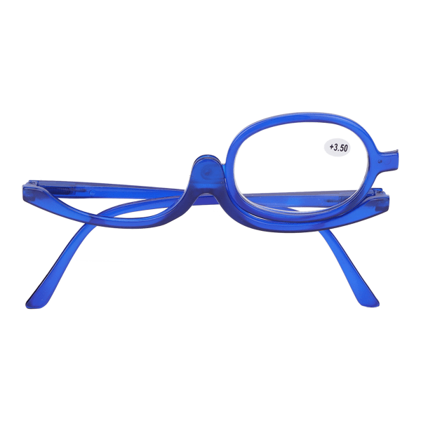 Forstørrelsesglas Makeup-briller Professionelle bærbare kvinder Moderigtige Flip Down-kosmetiske briller Blå(+3,50 )