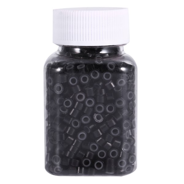 1000st/flaska silikonlänkringar Pärlor Verktyg för fjäderhårförlängning (1000st svart)