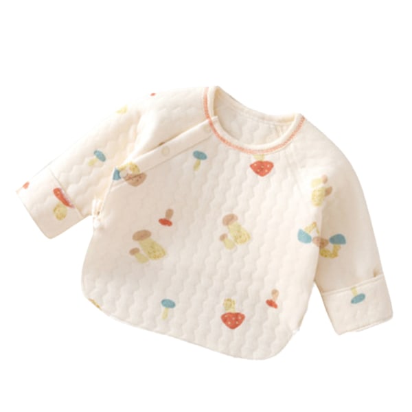 Babyblød bomuld langærmet top Hjemme Sød varm, farverig svampeprint skjorte med bindebånd på siden 59 cm