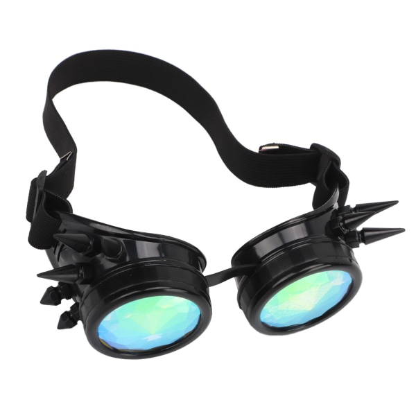 Steampunk Goggles Retro PC ABS med elastiskt band Kalejdoskop Rave Glasögon för Party Black