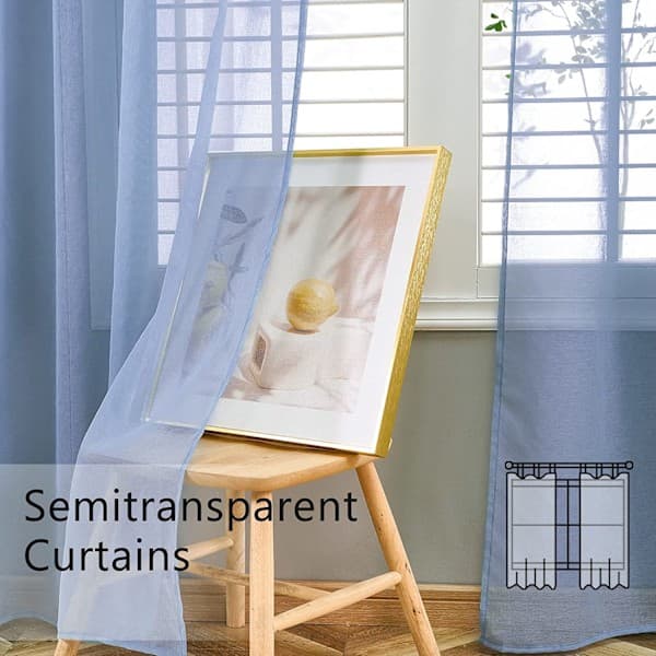 2-pack Gardiner Enfärgad Blå (100x250cm)