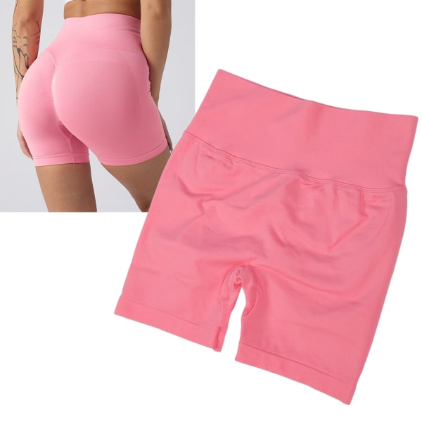 Højtaljet Hip Lift Yoga Shorts Kvinder Bløde Åndbar Belly Control Athletic Running Workout Shorts Pink L