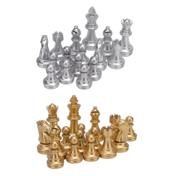 32 stycken schackmän schackpjäser med 1,93 tum kungfigurer PS för vuxna barn leksak guld och silver