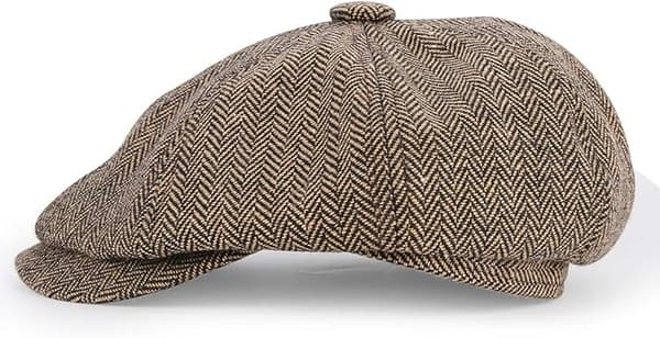 Baker Boy Hat 8 Panel Herringbone Tweed Gatsby Hat Ivy Irish