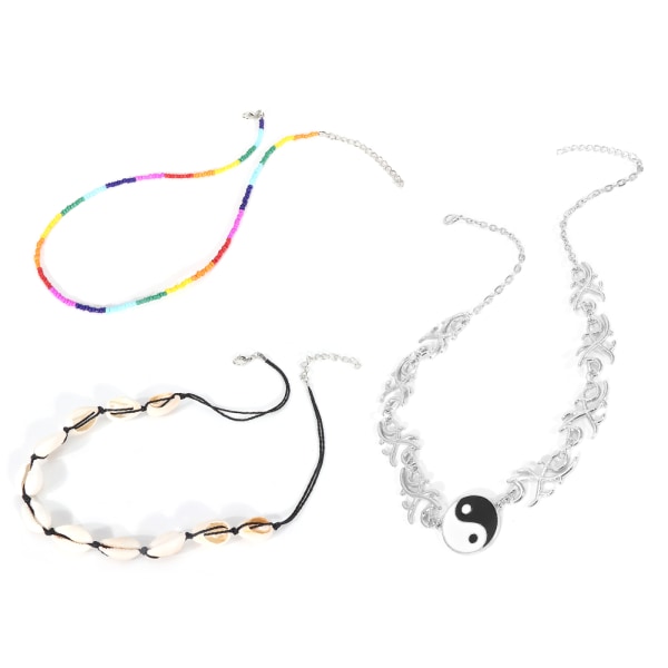 3st vintage kvinnor etnisk stil pärla Conch åtta diagram hänge halsband