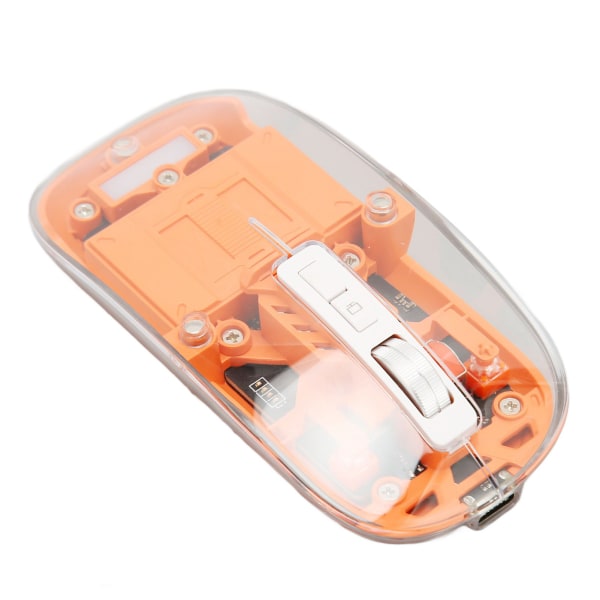 Trådløs Bluetooth 3-modus BT5.1 BT5.1 2,4 GHz mus Gjennomsiktig klar mus Oppladbar stille mus for PC Bærbar Bærbar datamaskin Orange