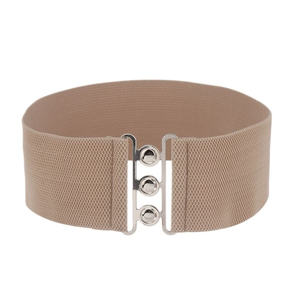 Brett elastiskt bälte med metallspänne, KHAKI