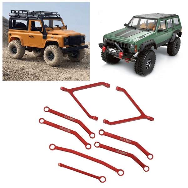 RC metallchassi Dragstång Styrstänger Fjädringslänkar RC-uppgraderingar Delar Tillbehör för FMS FCX24 1/24 RC Crawler Car Red