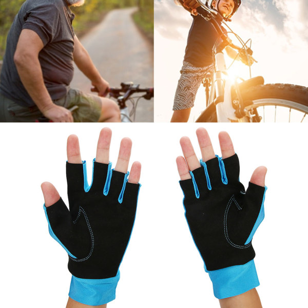 Utendørs sykling sklisikre solbeskyttelseshansker Halvfinger pustende elastiske hansker (M)