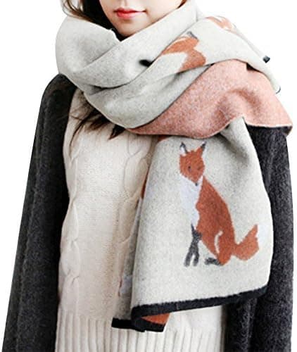 Vintermode Elegant Frans Karikatyr Liten Räv Kashmir Känsla Lång Pashmina Sjal