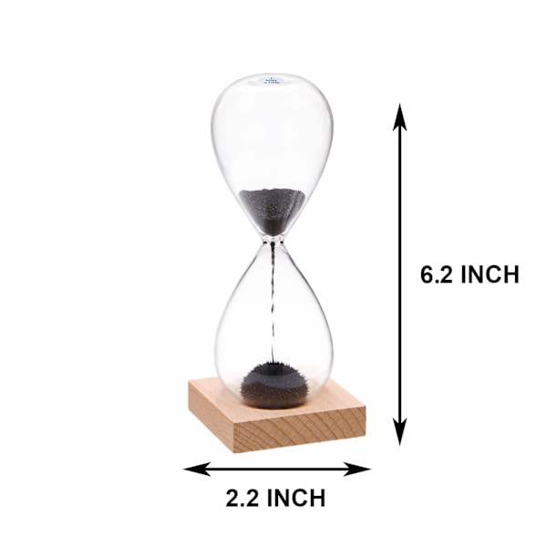 Magnetisk Sandtimer 3 Minuter: med svart magnetiskt järnpulver och träbas, 3 minuter, timglas för kontorsbordsdekoration
