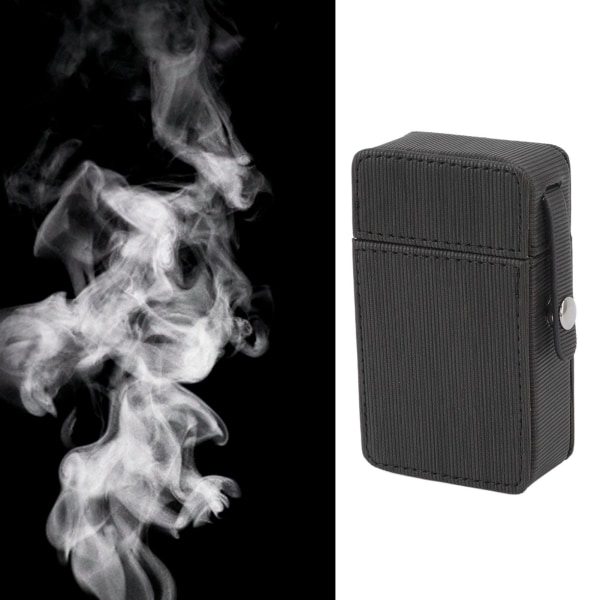 Sigarettboksholder PU-klaffdesign Bærbar sigarettboks Beskyttelsesveske for Travel Daily Black