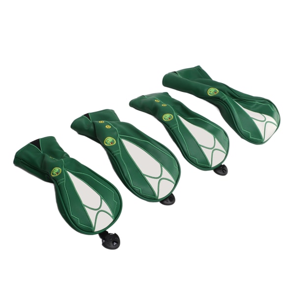 4 stk Golfhodedekselsett Treklubbe Vanntett PU-tilbehør Grønn jakkemønster Tykket plysj